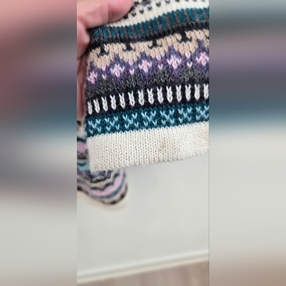 NOVICA Patchwork Ivory and Multi-Color Patchwork 100% Alpaca Knit Cardigan XL - Picture 8 of 16